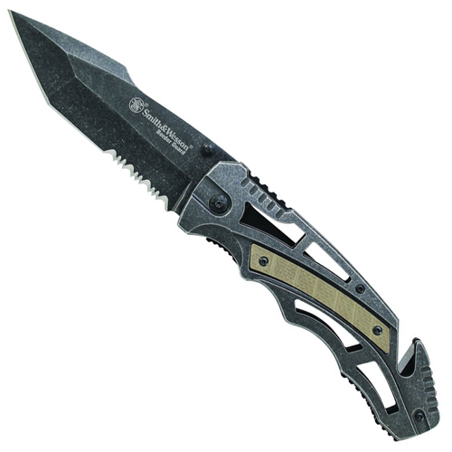 Smith and Wesson Border Guard Steel Handles 4.3 Inch Folding Knife