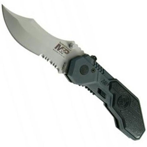 Smith & Wesson Military Police Scooped Back Drop Serrated Folding Knife