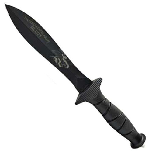 US Army Fixed Bayonet Black Coated High Carbon Steel Blade Kraton Handle W/ Bone Crusher Pommel C/P