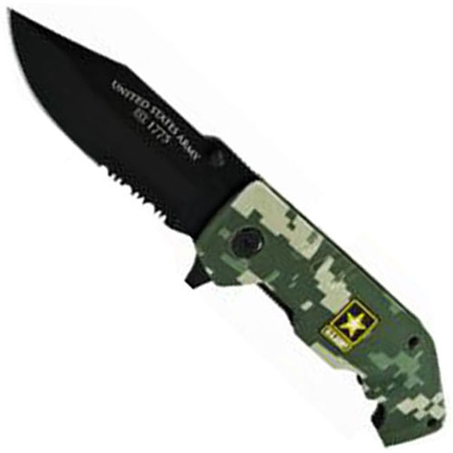 Schrade US Army Titanium Coated Stainless Steel Drop Point Folding Knife