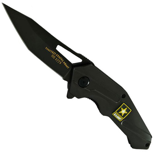 Schrade US Army Black Ti Coated SS Tanto Knife With Shield