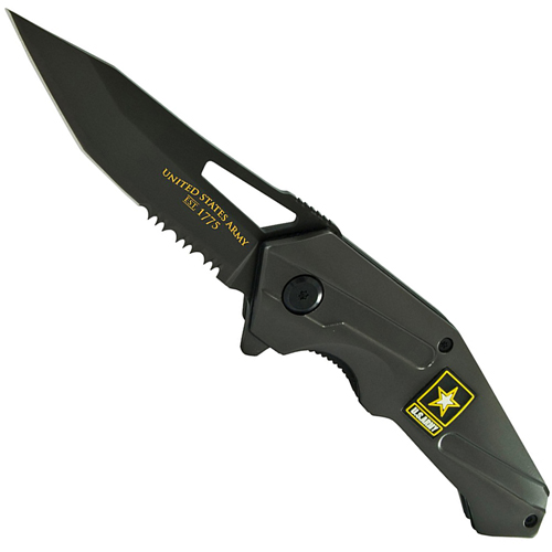 Schrade US Army Black Stainless Handle Black Blade Comboedge Knife