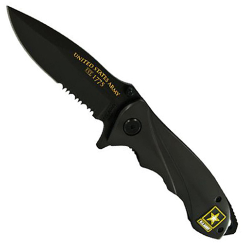 Schrade US Army Black Stainless Steel Linerlock Blade Folding Knife