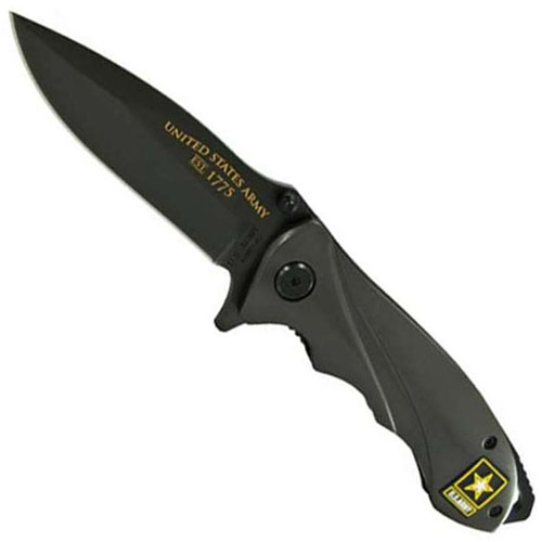 Schrade US Army Linerlock Grey Drop Point Blade Folding Knife