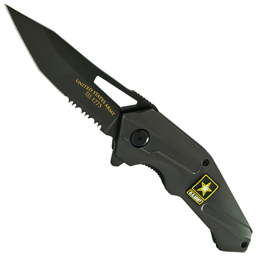 Schrade US Army Black Titanium Coated Serrated Linerlock Folding Knife