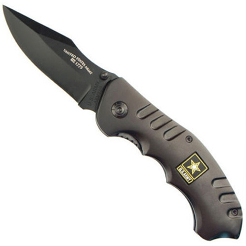 Schrade US Army Grey Ti Coated SS Drop Point Knife With Shield