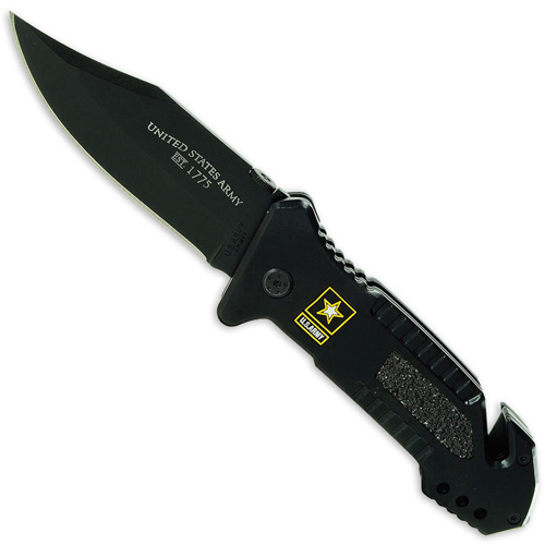 Schrade Knives ARMYTIN1 Collector Tin With ARMY7 Black Titanium Coated 440 Blade Knife