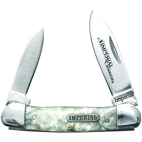 Schrade Imperial Small Canoe Cracked Ice POM Handle Folding Knife