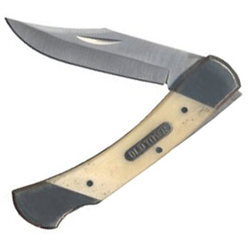 Schrade Smokey Clip Blade With White Bone Handle Lockback Knife