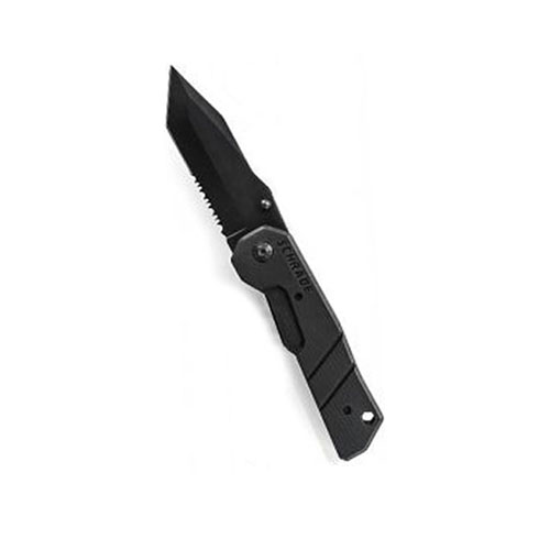 Schrade Tanto 40 Percent Serrated Blade Black Folding Knife