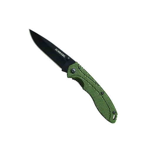 Schrade SCH106ALGR Green Aluminum Steel Folding Knife
