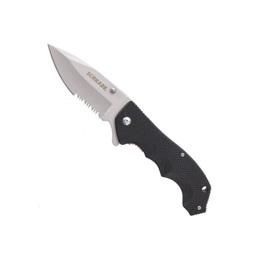 Schrade SCH109S G10 Handle Liner Lock Dual Serrated Folding Knife