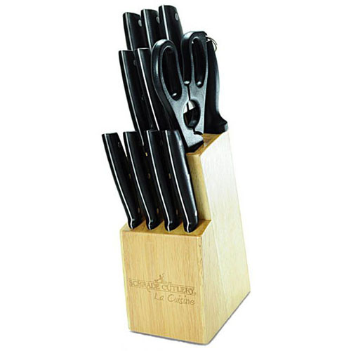 Schrade 15 PC Kitchen Cutlery Set Wood Block Knife