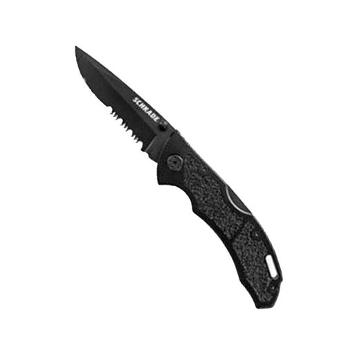 Schrade Black Steel Lock Back Serrated Folding Knife