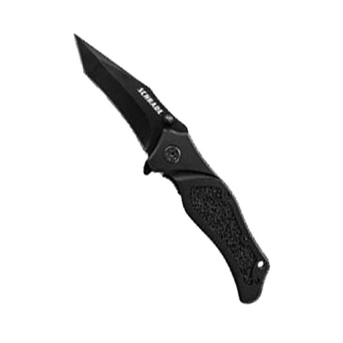 Schrade Blade Thumb Knobs Black Tanto Folding Knife