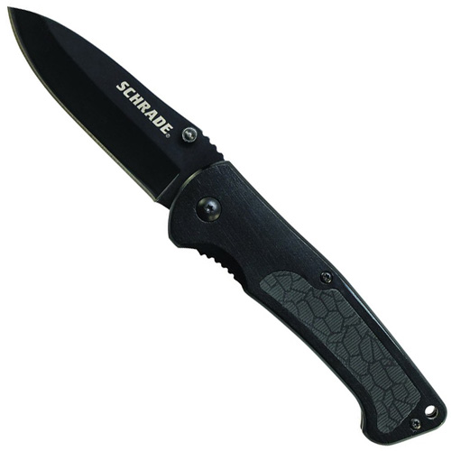 Schrade Black Aluminum Handle Folding Knife