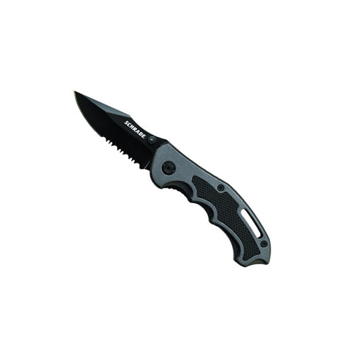 Schrade SCH210S Black Gray Rubber Inlays Folding Knife