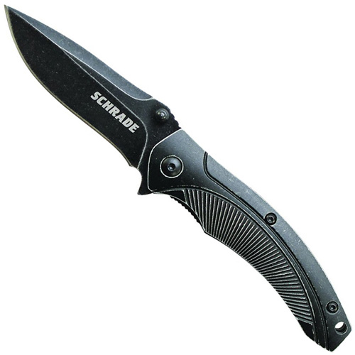 Schrade SCH218 Stonewash Aluminum Handle Folding Knife