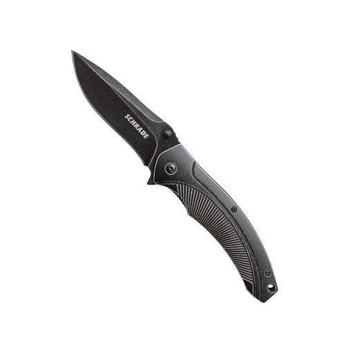 Schrade SCH218L Stone Washed Aluminum Handle 8.41 inch Folding Knife