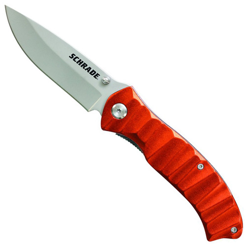 Schrade Orange Aluminum Handle Steel Blade SCH221OR Folding Knife