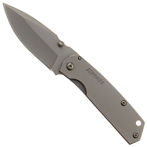 Schrade SCH303M Mini Drop Point Frame Lock Gray Folding Knife