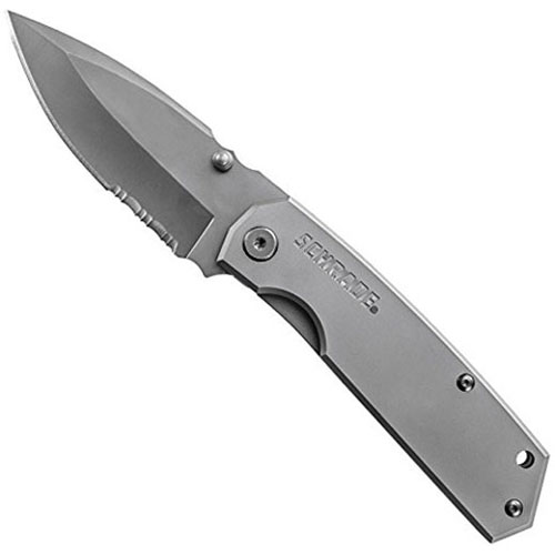 Schrade Mini Frame Lock Titanium Coated Serrated Drop Point Folding Knife