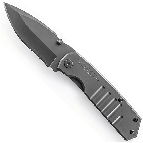 Schrade Frame Lock Stainless Steel Handle With Folding Knife