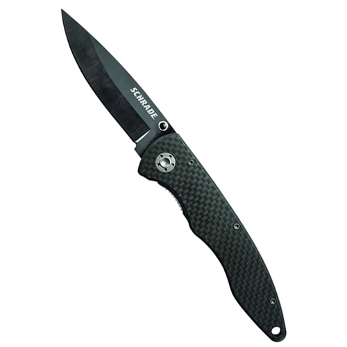 Schrade Large Ceramic Blade Carbon Fiber Handle Folding Knife