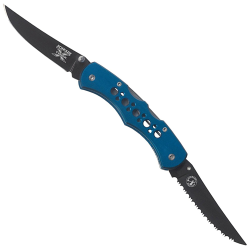 Schrade 5 Inches X-Timer Serrated Plain Blade With Bule Handle Knife