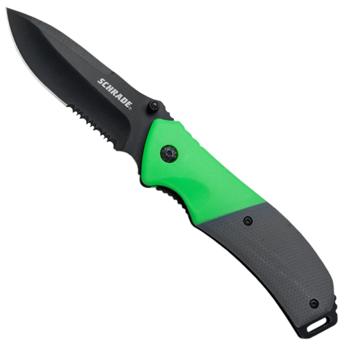 Schrade SCP17-36 Outdoor Black and Green Handle Folding Knife