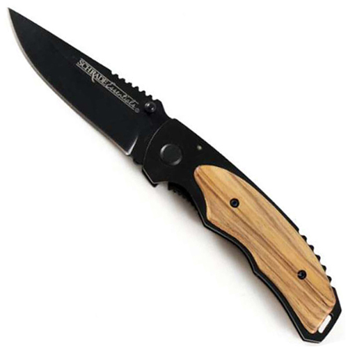 Schrade Essentials Folder W/ Drop Point Blade/ Stainless &Amp Smooth Sycamore Clam Packed