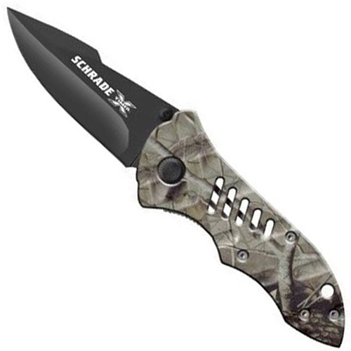 4.5 Inches Black Blade Camo Coated Stainless Steel Handle W/Clip C/P