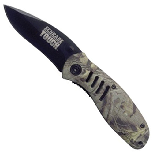 3 Inches Black Blade Camo Anodized Aluminum Handle W/Clip C/P