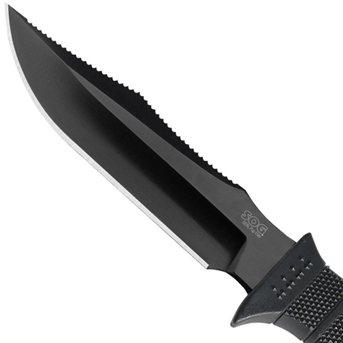 SOG Black Tini Straight Edge SEAL Pup Elite Knife With Kydex Sheath