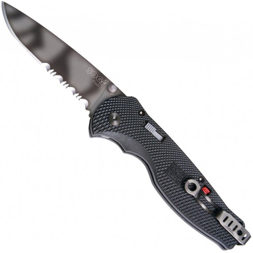 SOG Partially Serrated Flash II Knife With Tigerstripe Blade