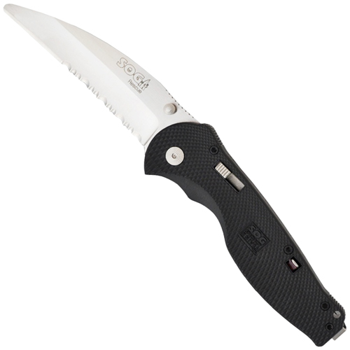 SOG Flash Rescue Knife With Partially Serrated Blade