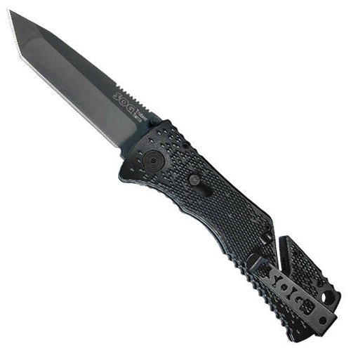 SOG Black Tini Trident Mini Straight Tanto Knife