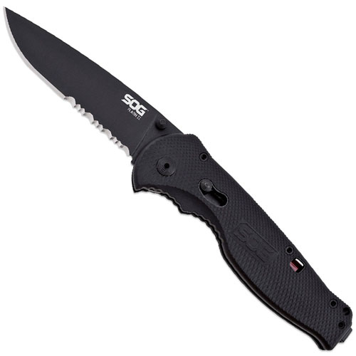 SOG Partially Serrated Flash II Knife With Black Tini Handle