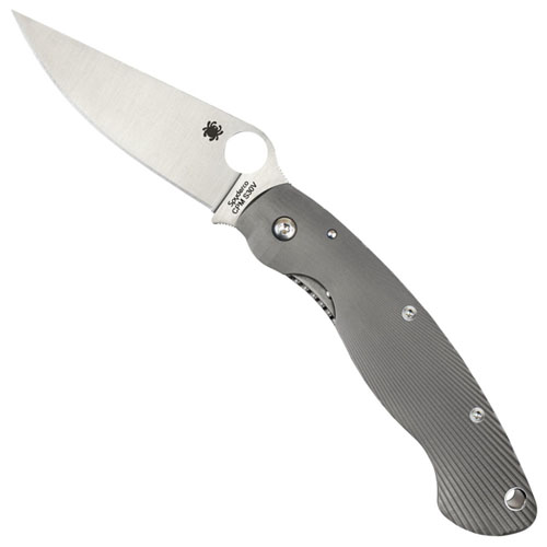 Spyderco Military Model Fluted Titanium Plain Edge Folding Knife