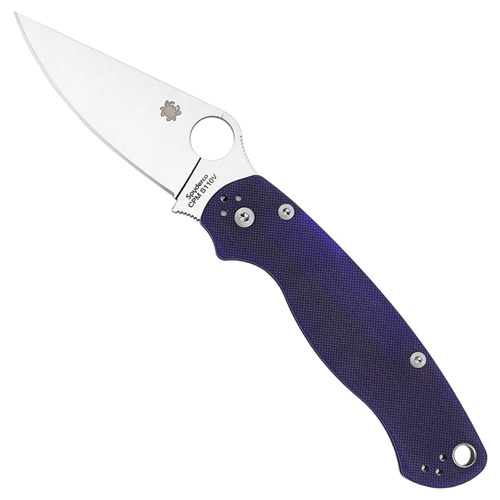 Spyderco Paramilitary2 Folding Knife Dark Blue G10 Plain Edge