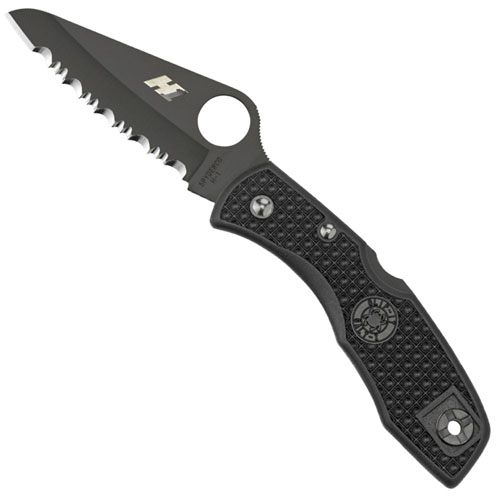 Spyderco Salt I Lightweight Full Serrated Black Folding Knife