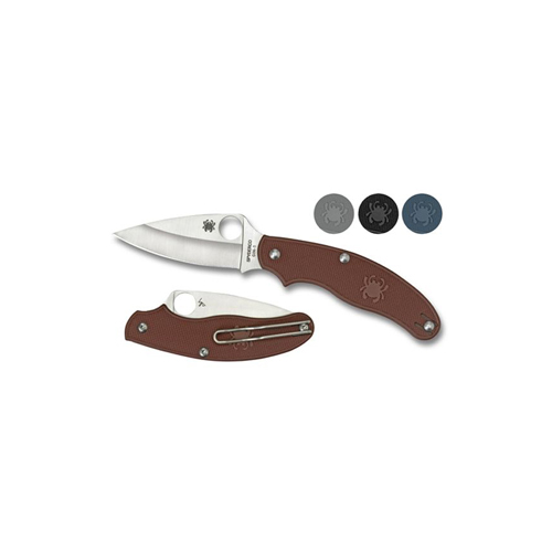 Spyderco UK Penknife Gray FRN Leaf Blade Plain Edge Folding Knife