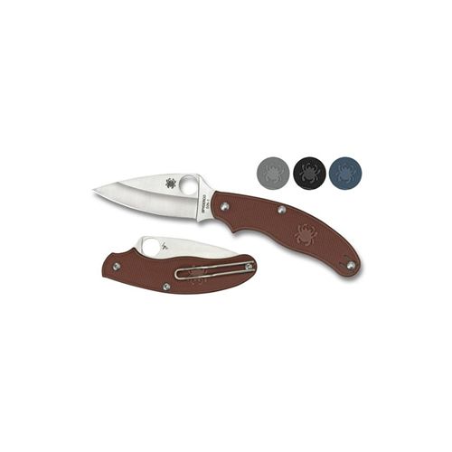 Spyderco UK Penknife Maroon FRN Leaf Blade Plain Edge Folding Knife