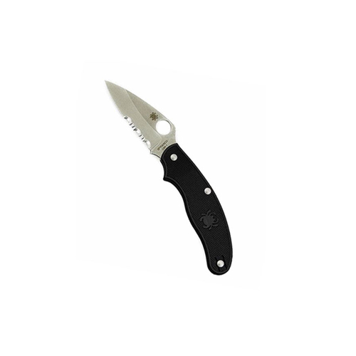 Spyderco UK Penknife Black FRN Leaf Combo Edge Folding Knife