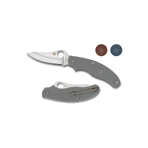 Spyderco UK Penknife Gray FRN Drop Point Combo Edge Folding Knife