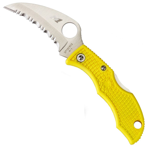 Ladybug 3 Salt Hawkbill Serrated Blade Folding Knife - Yellow