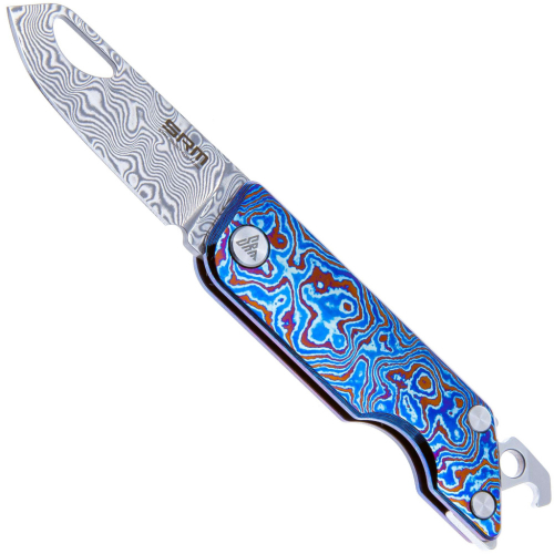 SRM TC4 6435-TL Folding Knife Damascus Pattern Handle