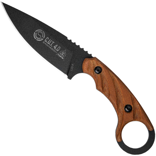 TOPS C.U.T 4.0 Tan Canvas Micarta Handle Fixed Knife