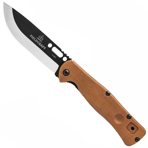 TOPS Fieldcraft Canvas Micarta Handle Folding Knife with Sheath