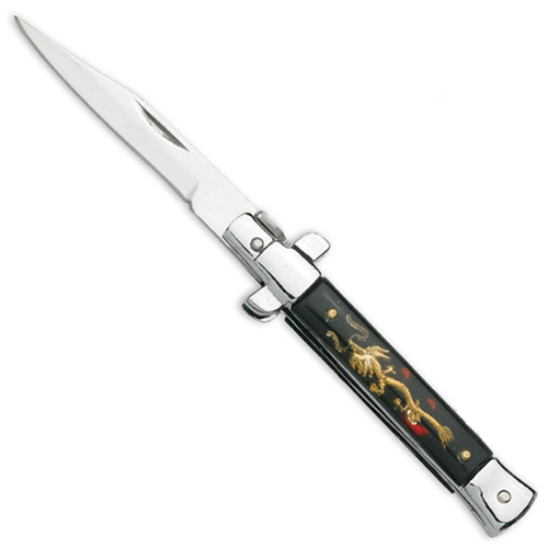 Exclusive Oriental Dragon Stiletto Folding Knife